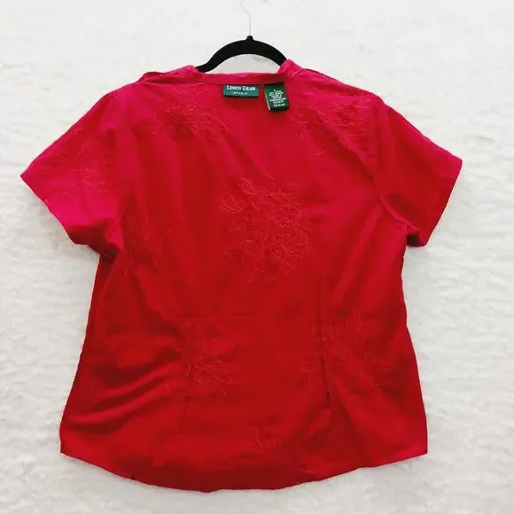 Blouse Size L Red Sequin Embroidered Short Sleeve Patriotic Americana 4th July - Picture 12 of 14